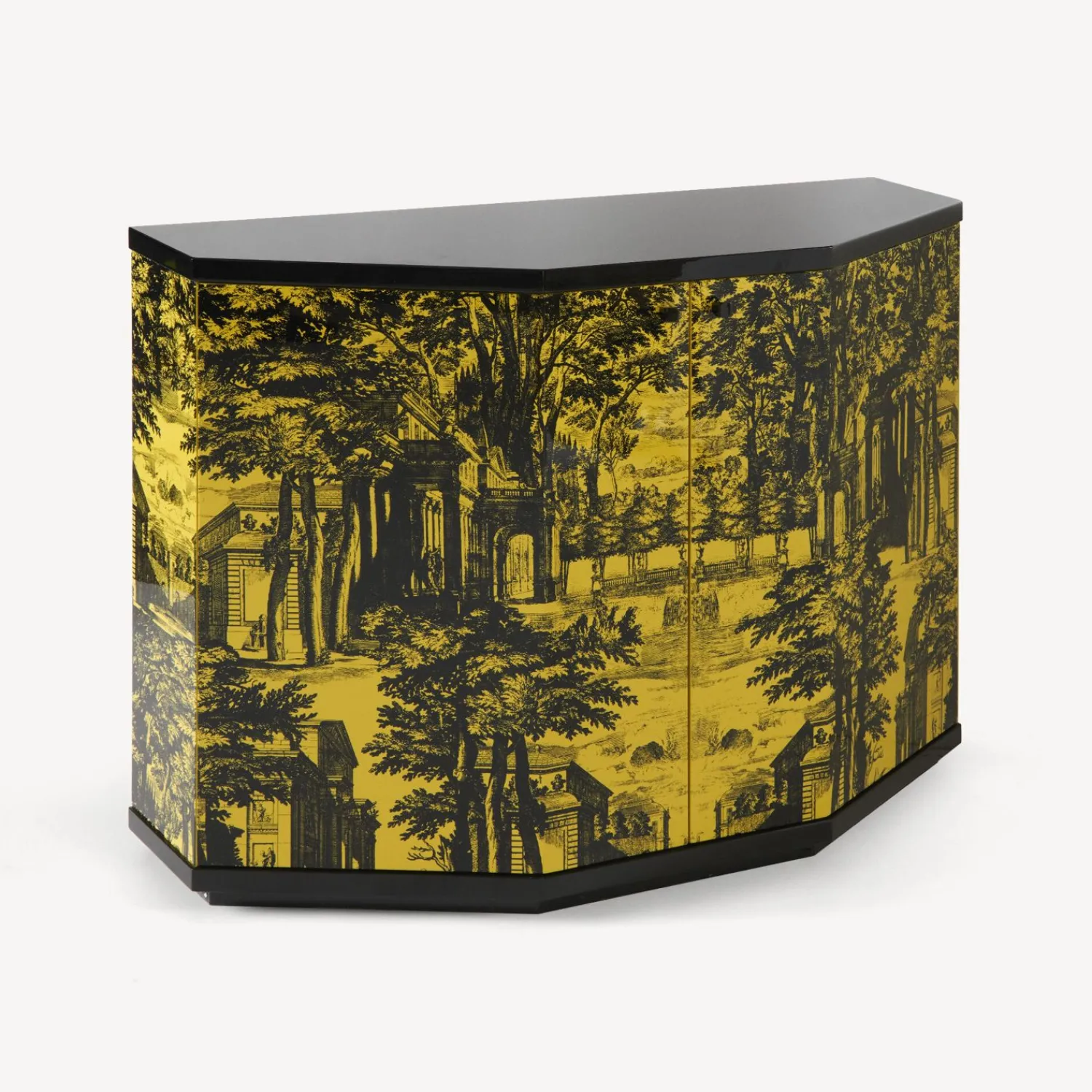 Cabinets<Fornasetti Small Cabinet Polyhedric Giardino Settecentesco Black/Yellow