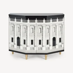 Cabinets<Fornasetti Small Cabinet Polyhedric Casa Con Colonne White/Black