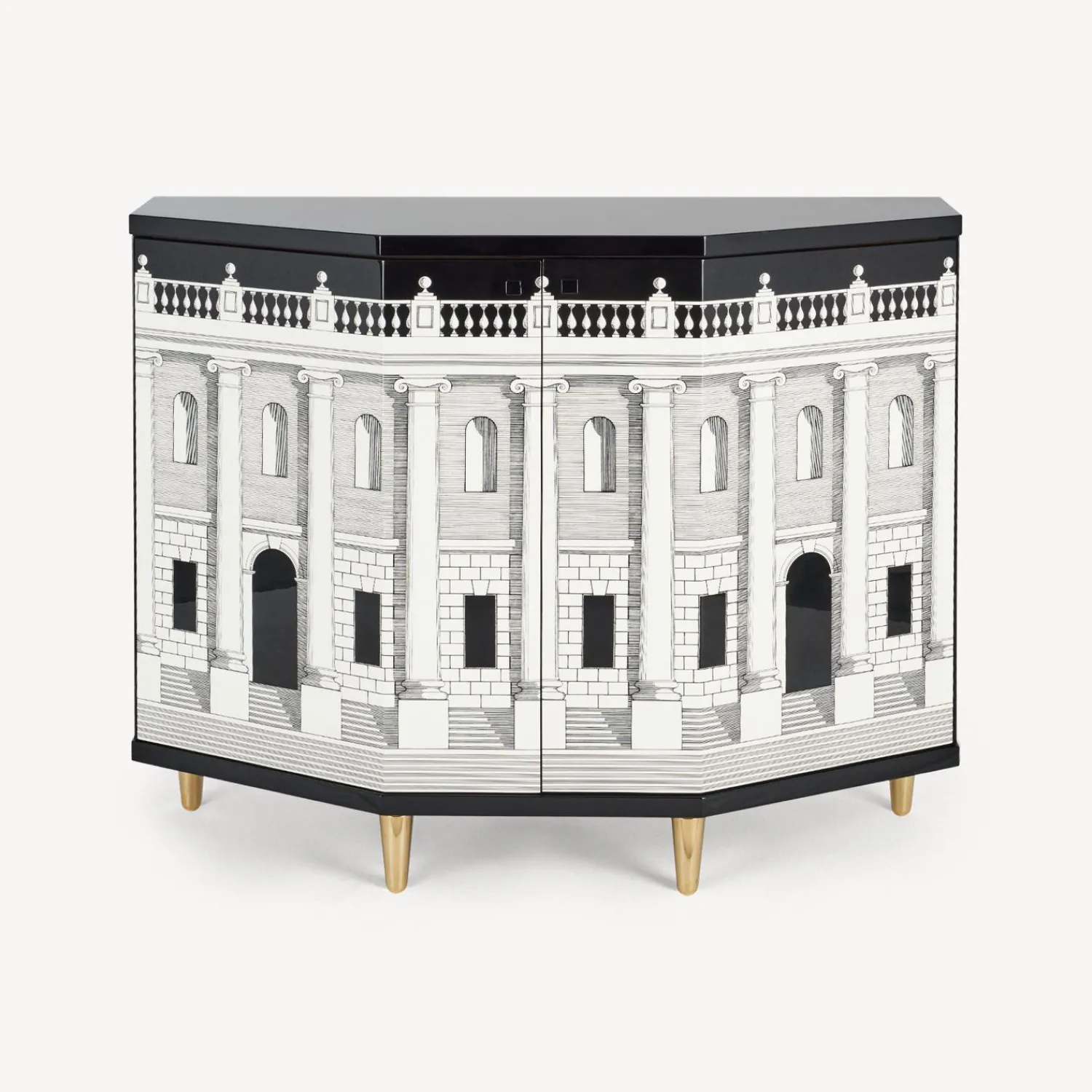 Cabinets<Fornasetti Small Cabinet Polyhedric Casa Con Colonne White/Black
