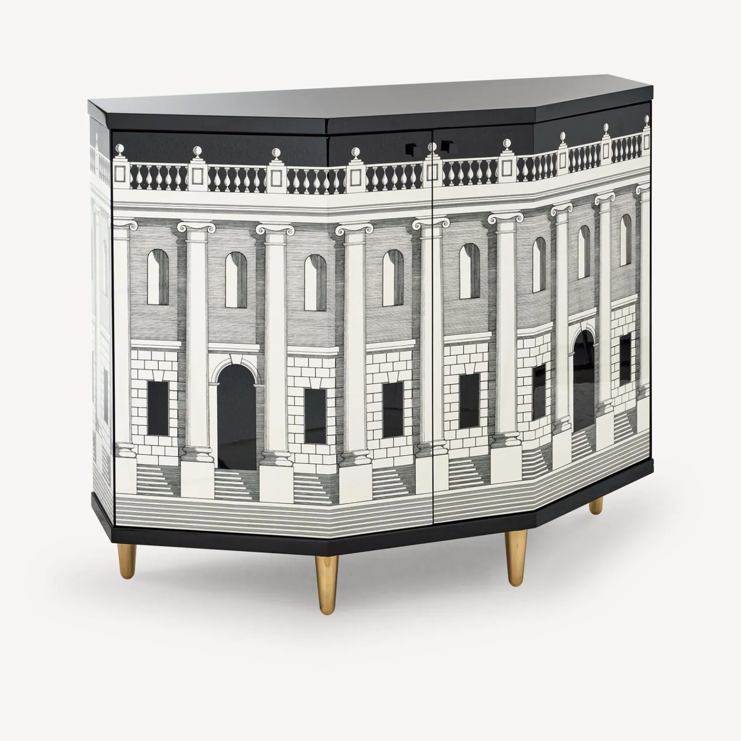Cabinets<Fornasetti Small Cabinet Polyhedric Casa Con Colonne White/Black