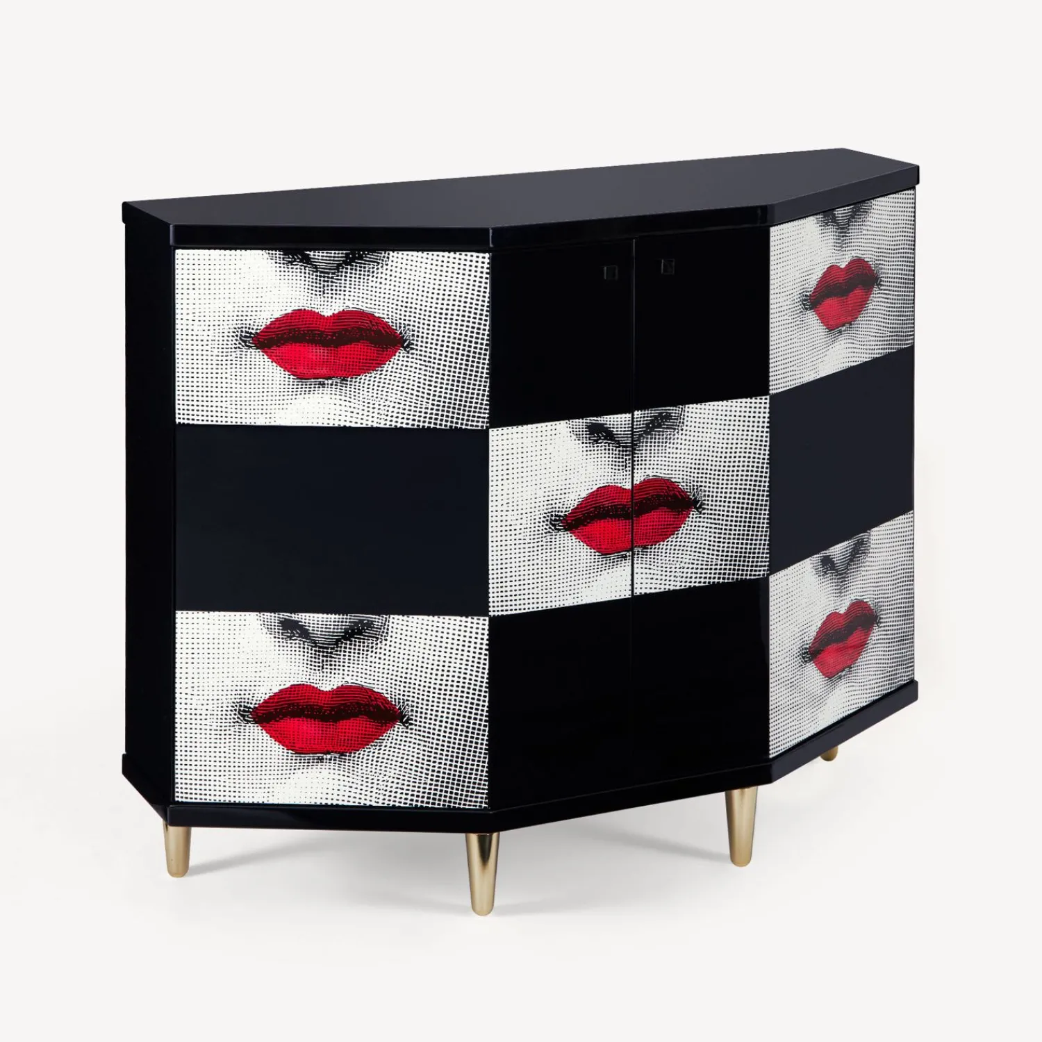 Cabinets<Fornasetti Small Cabinet Polyhedric Kiss Red/White/Black