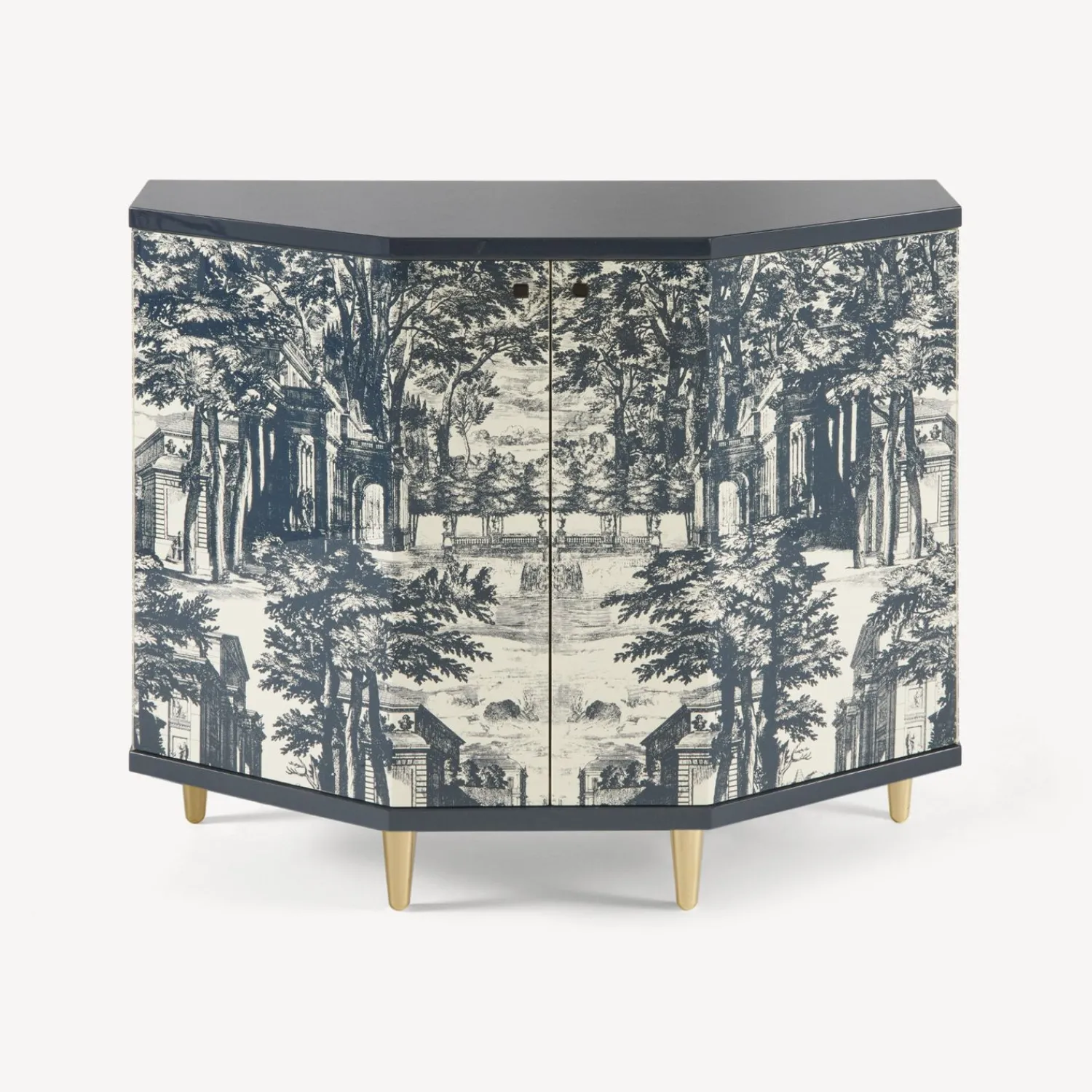 Cabinets<Fornasetti Small Cabinet Polyhedric Giardino Settecentesco Blue/Ivory