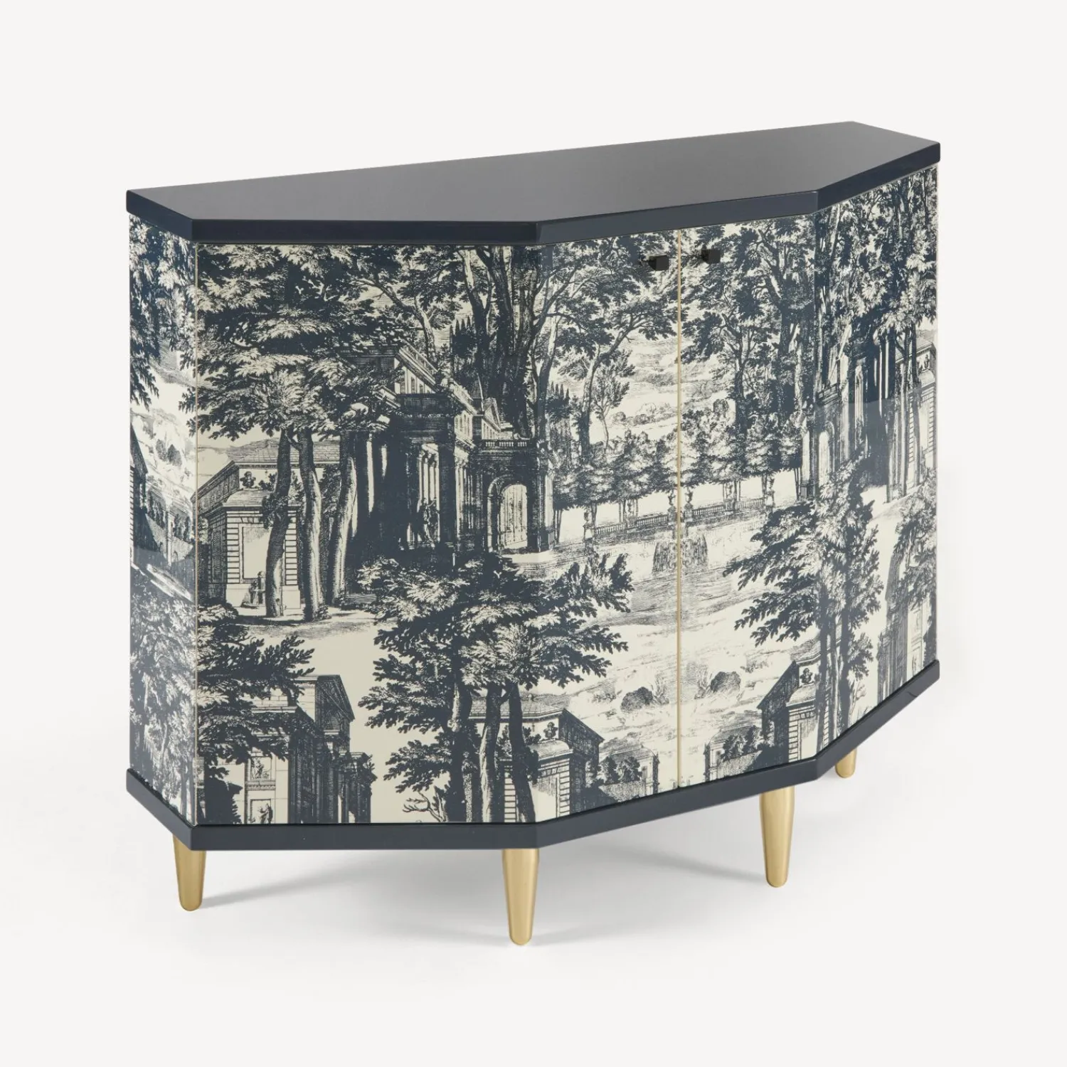 Cabinets<Fornasetti Small Cabinet Polyhedric Giardino Settecentesco Blue/Ivory