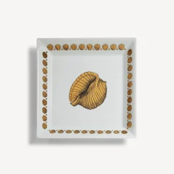 Decorative Plates<Fornasetti Square Plate Giro Di Conchiglie White/Black/Gold