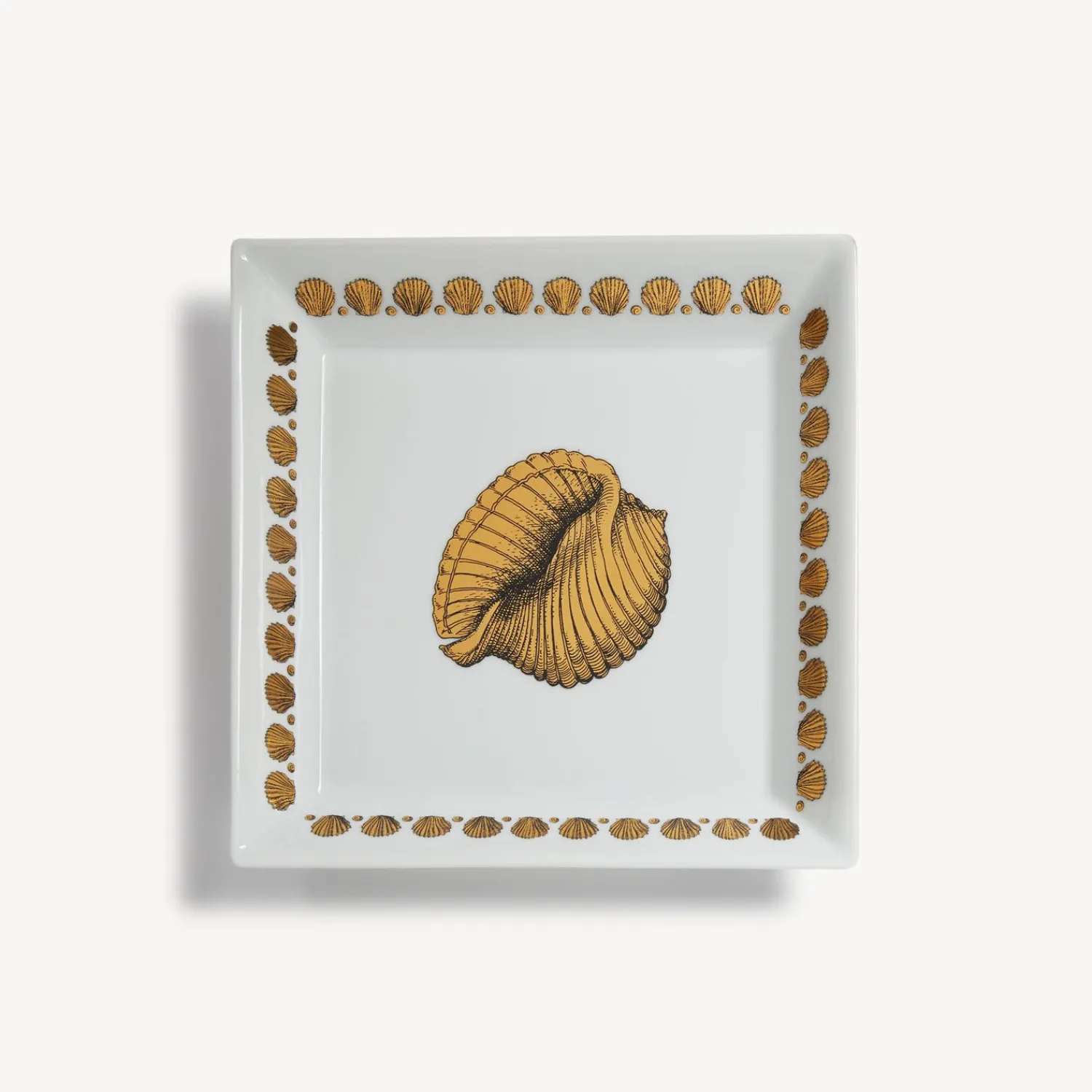 Decorative Plates<Fornasetti Square Plate Giro Di Conchiglie White/Black/Gold