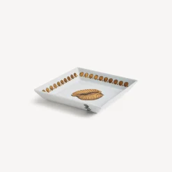 Decorative Plates<Fornasetti Square Plate Giro Di Conchiglie White/Black/Gold
