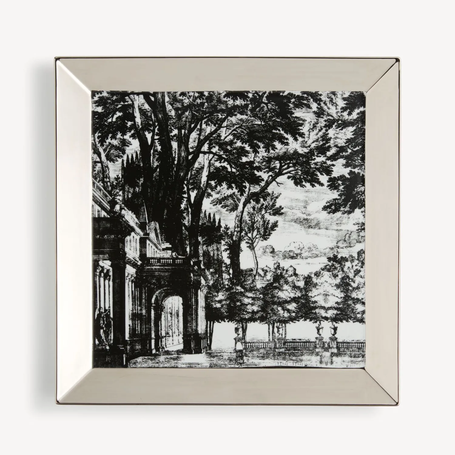 Decorative Trays<Fornasetti Square Tray Giardino Settecentesco White/Black