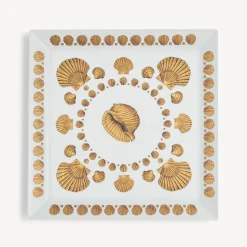 Decorative Trays<Fornasetti Square Tray Giro Di Conchiglie White/Black/Gold