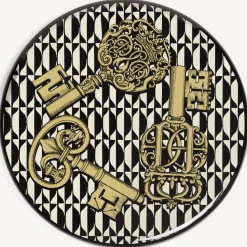 Stools<Fornasetti Stool Chiavi E Losanghe White/Black/Gold