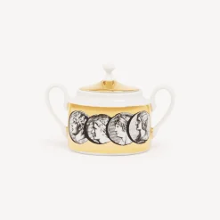 Tea And Coffee Sets<Fornasetti Sugar Bowl Cammei White/Black/Gold