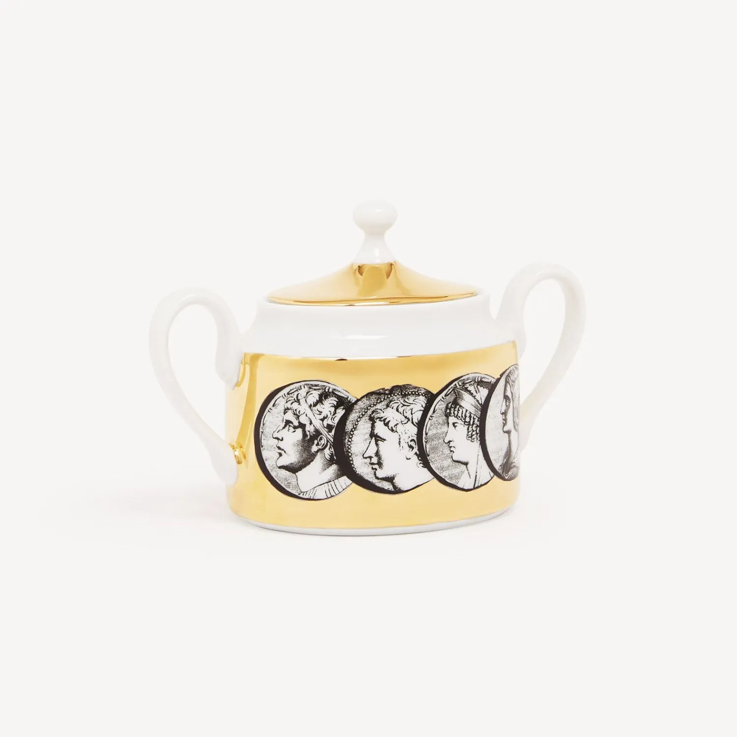 Tea And Coffee Sets<Fornasetti Sugar Bowl Cammei White/Black/Gold