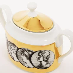 Tea And Coffee Sets<Fornasetti Sugar Bowl Cammei White/Black/Gold