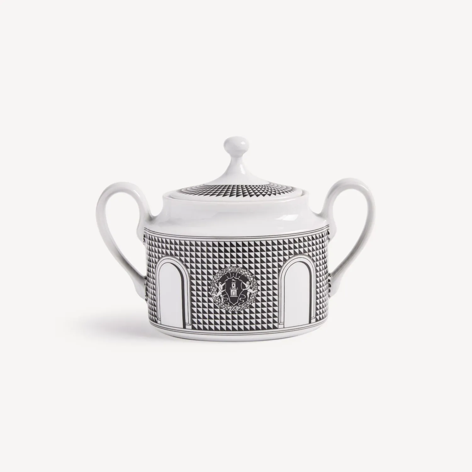 Tea And Coffee Sets<Fornasetti Sugar Bowl Facciata Quattrocentesca White/Black