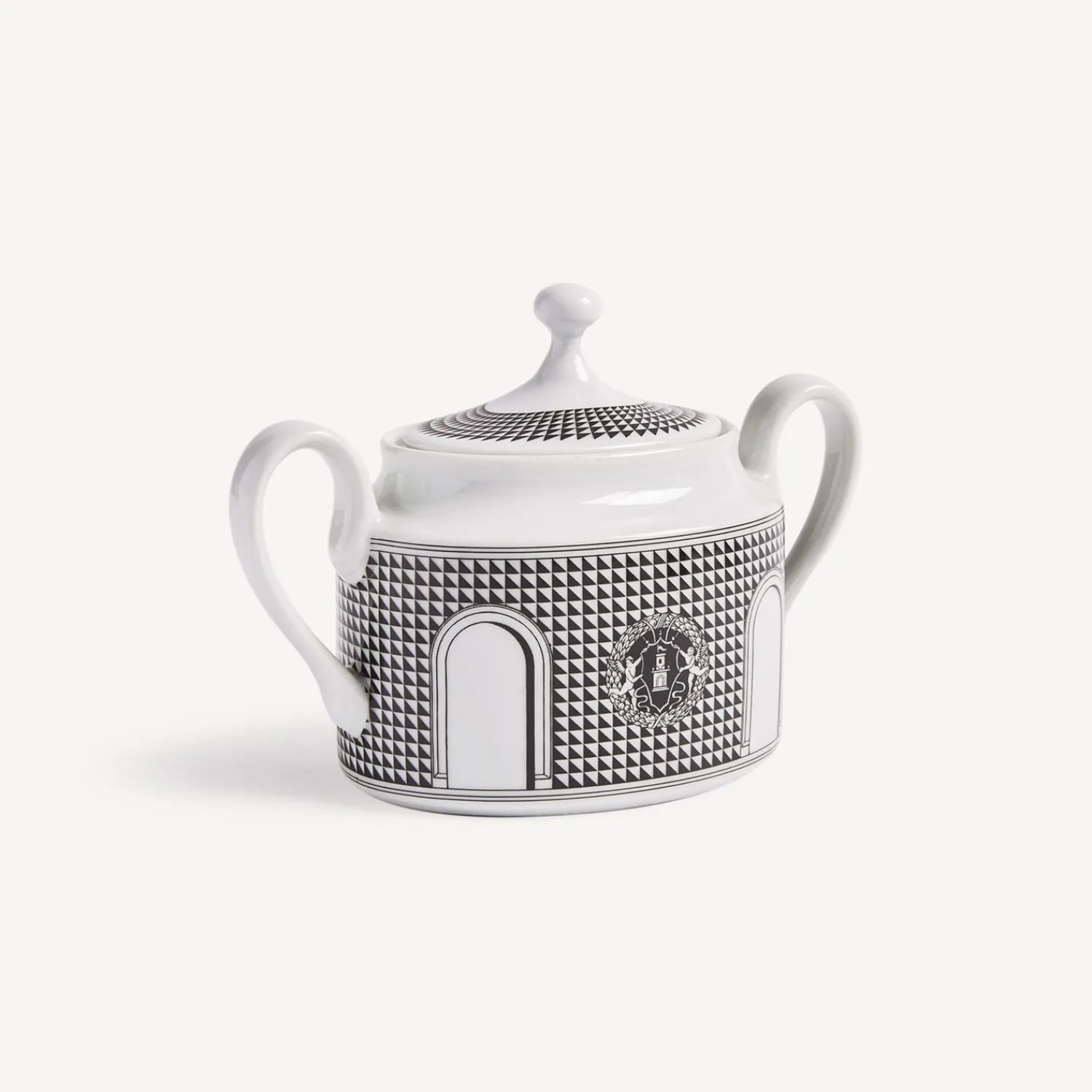Tea And Coffee Sets<Fornasetti Sugar Bowl Facciata Quattrocentesca White/Black