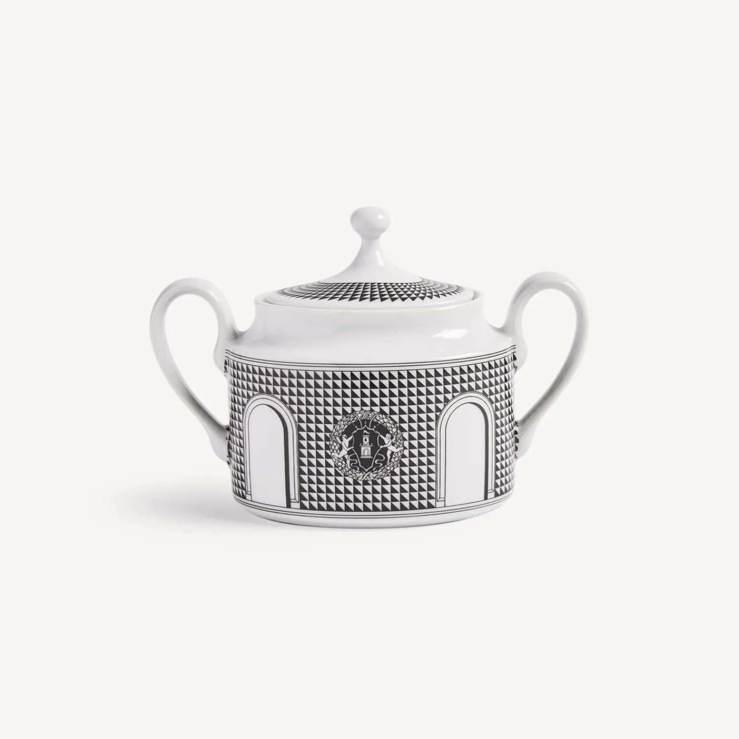 Tea And Coffee Sets<Fornasetti Sugar Bowl Facciata Quattrocentesca White/Black