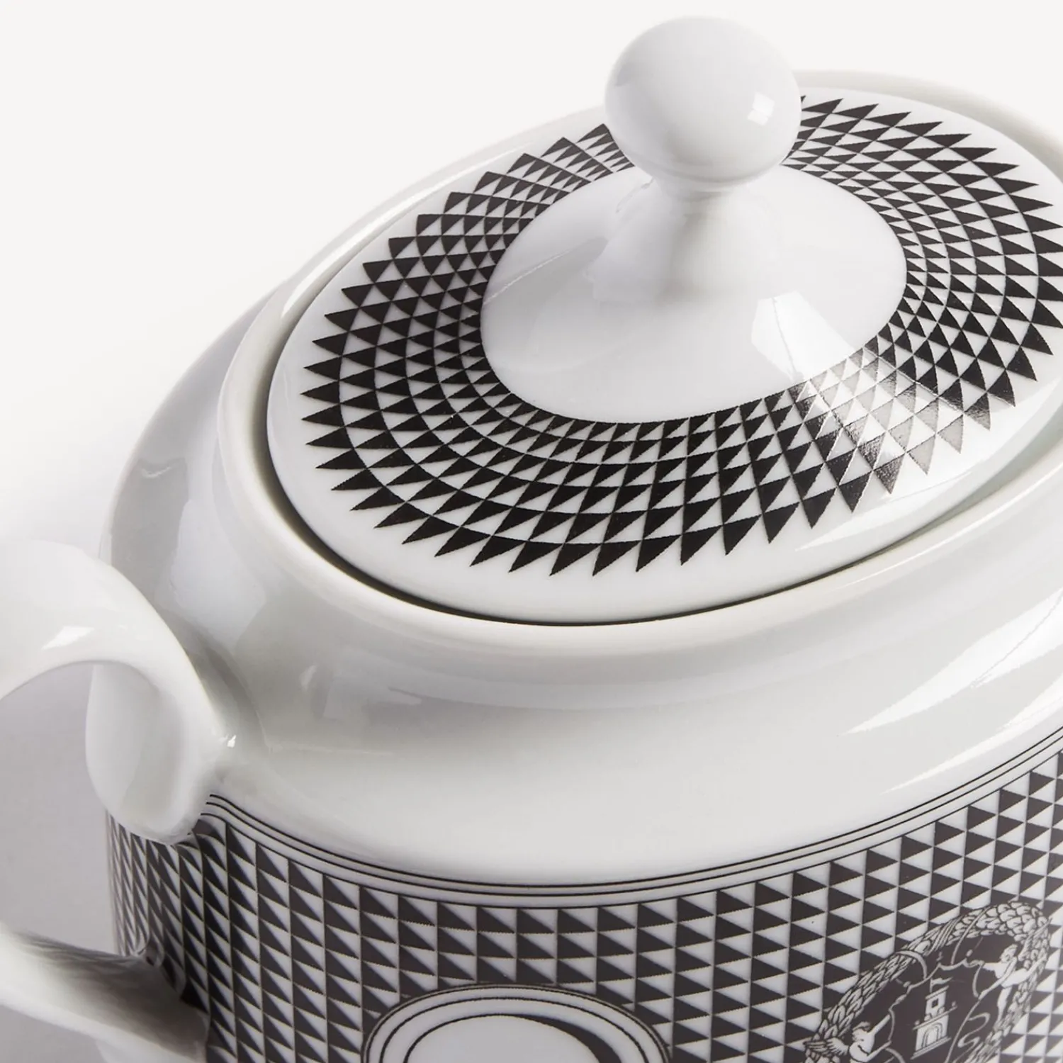 Tea And Coffee Sets<Fornasetti Sugar Bowl Facciata Quattrocentesca White/Black