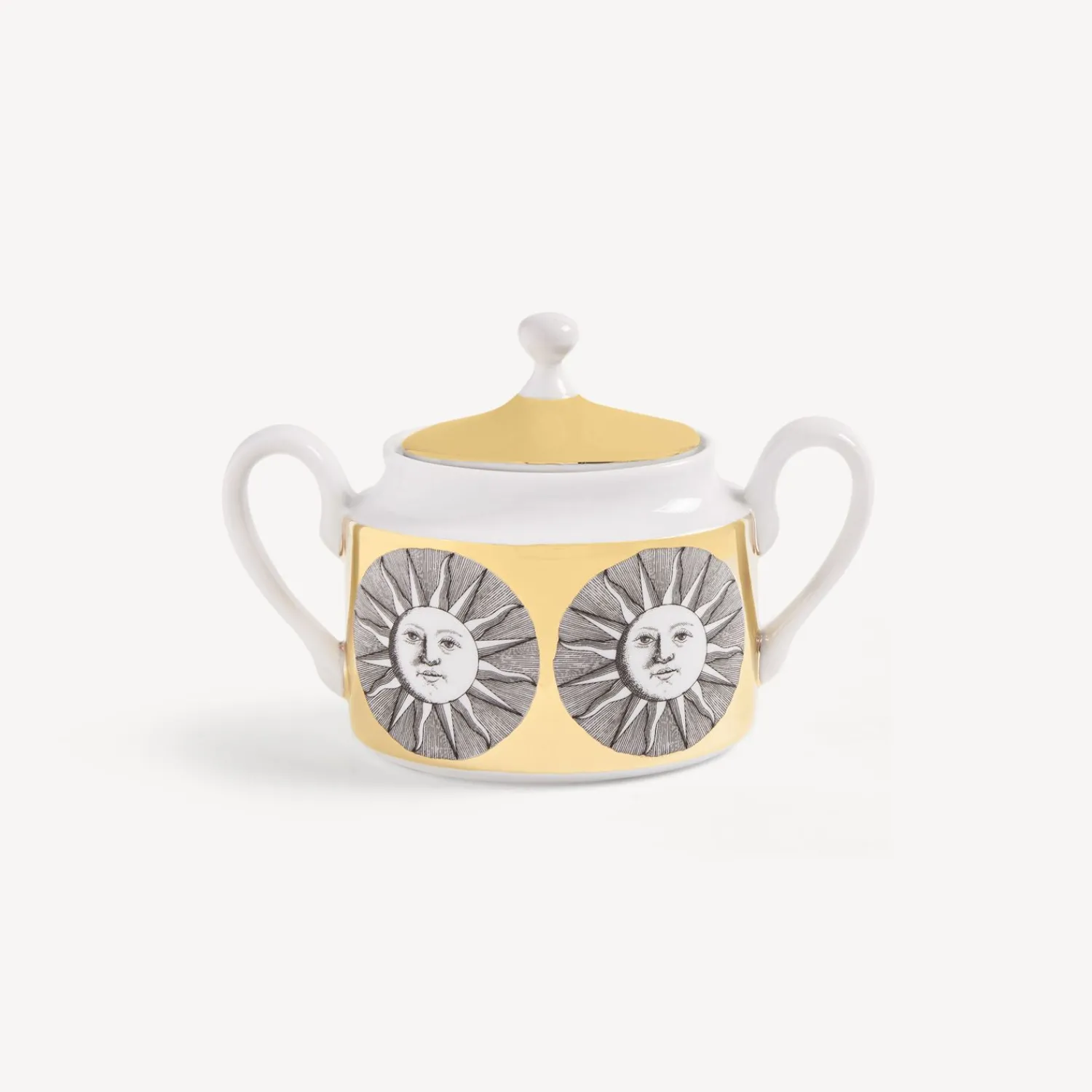 Tea And Coffee Sets<Fornasetti Sugar Bowl Sole White/Black/Gold