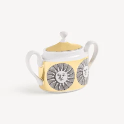 Tea And Coffee Sets<Fornasetti Sugar Bowl Sole White/Black/Gold