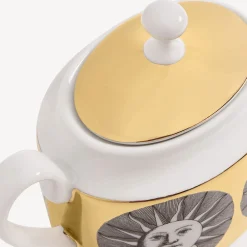 Tea And Coffee Sets<Fornasetti Sugar Bowl Sole White/Black/Gold
