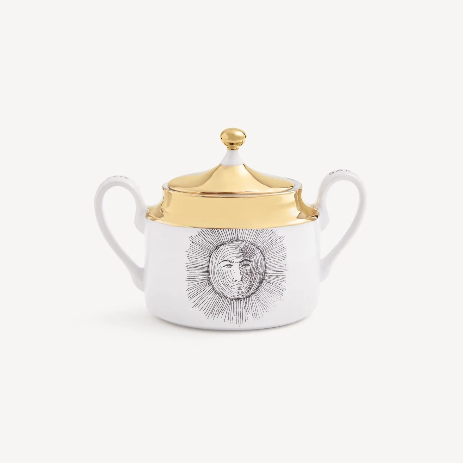 Tea And Coffee Sets<Fornasetti Sugar Bowl Solitario White/Black/Gold
