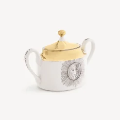 Tea And Coffee Sets<Fornasetti Sugar Bowl Solitario White/Black/Gold