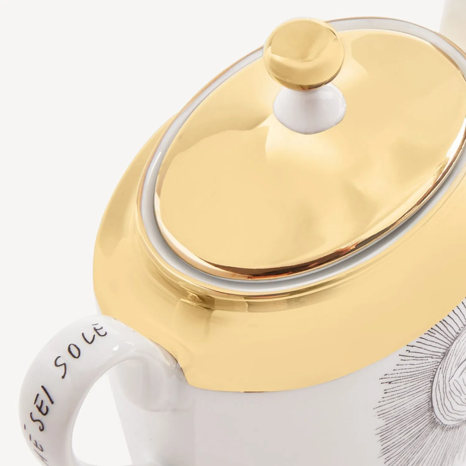 Tea And Coffee Sets<Fornasetti Sugar Bowl Solitario White/Black/Gold