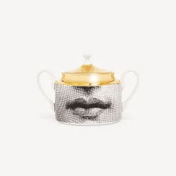 Tea And Coffee Sets<Fornasetti Sugar Bowl Tema E Variazioni White/Black/Gold