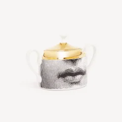 Tea And Coffee Sets<Fornasetti Sugar Bowl Tema E Variazioni White/Black/Gold