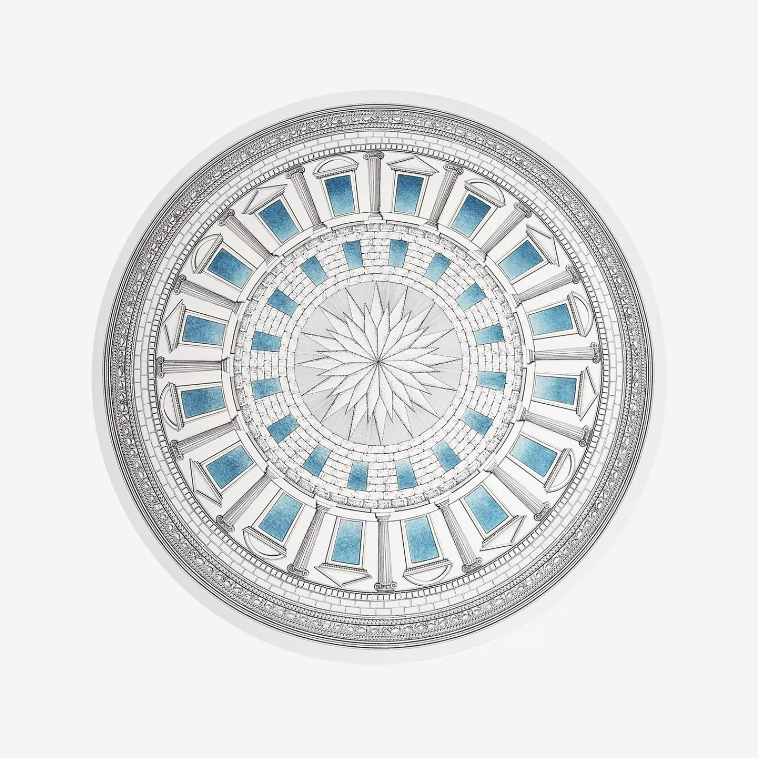 Tables<Fornasetti Table Top Cortile Celeste White/Black/Blue