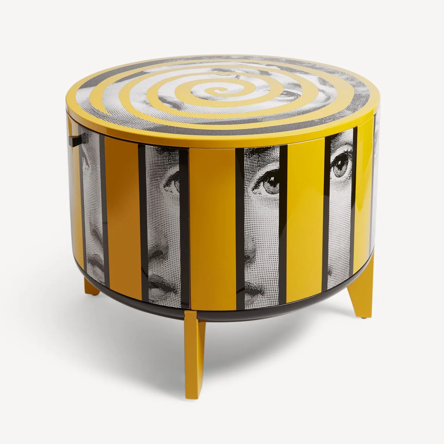 Tables<Fornasetti Tamburo Table Rigalina White/Black/Yellow