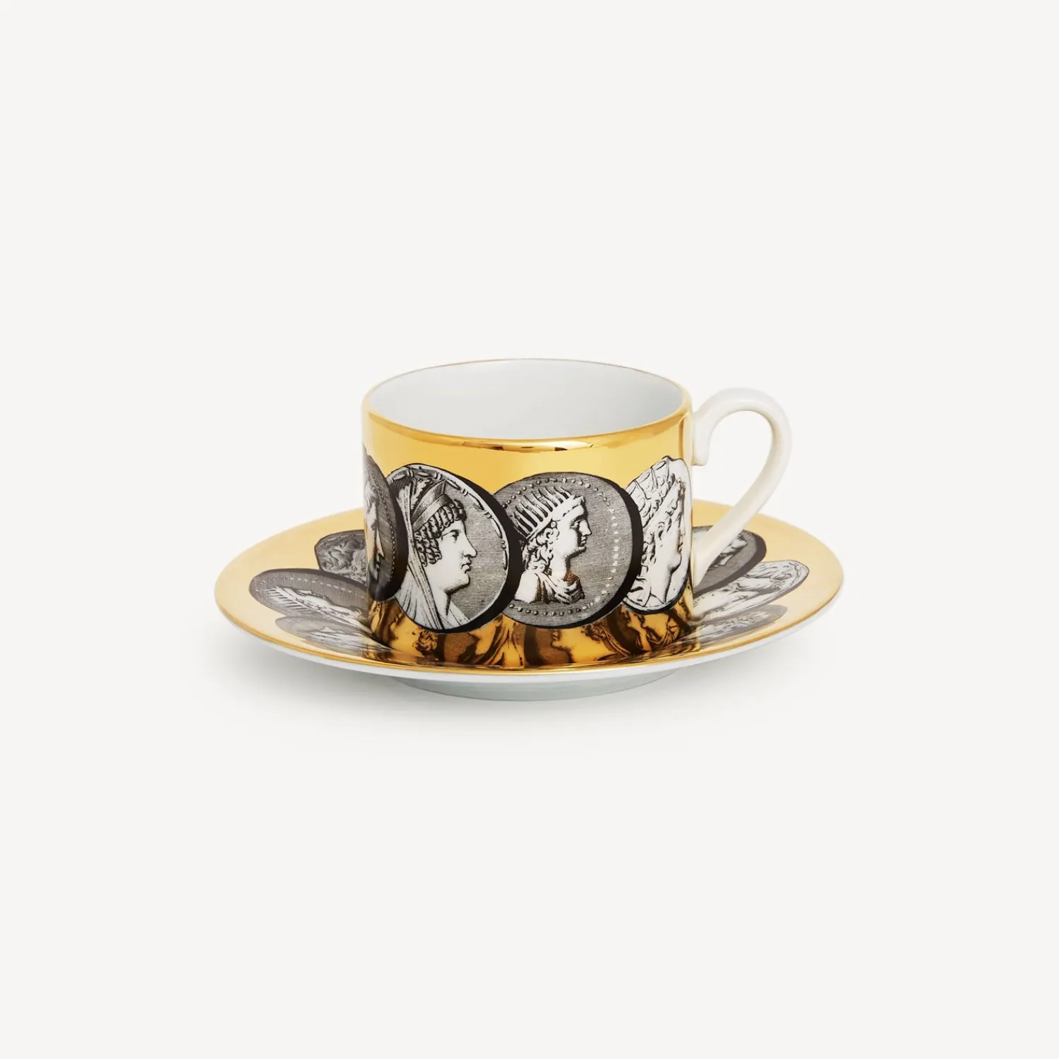Tea And Coffee Sets<Fornasetti Tea Cup Cammei White/Black/Gold