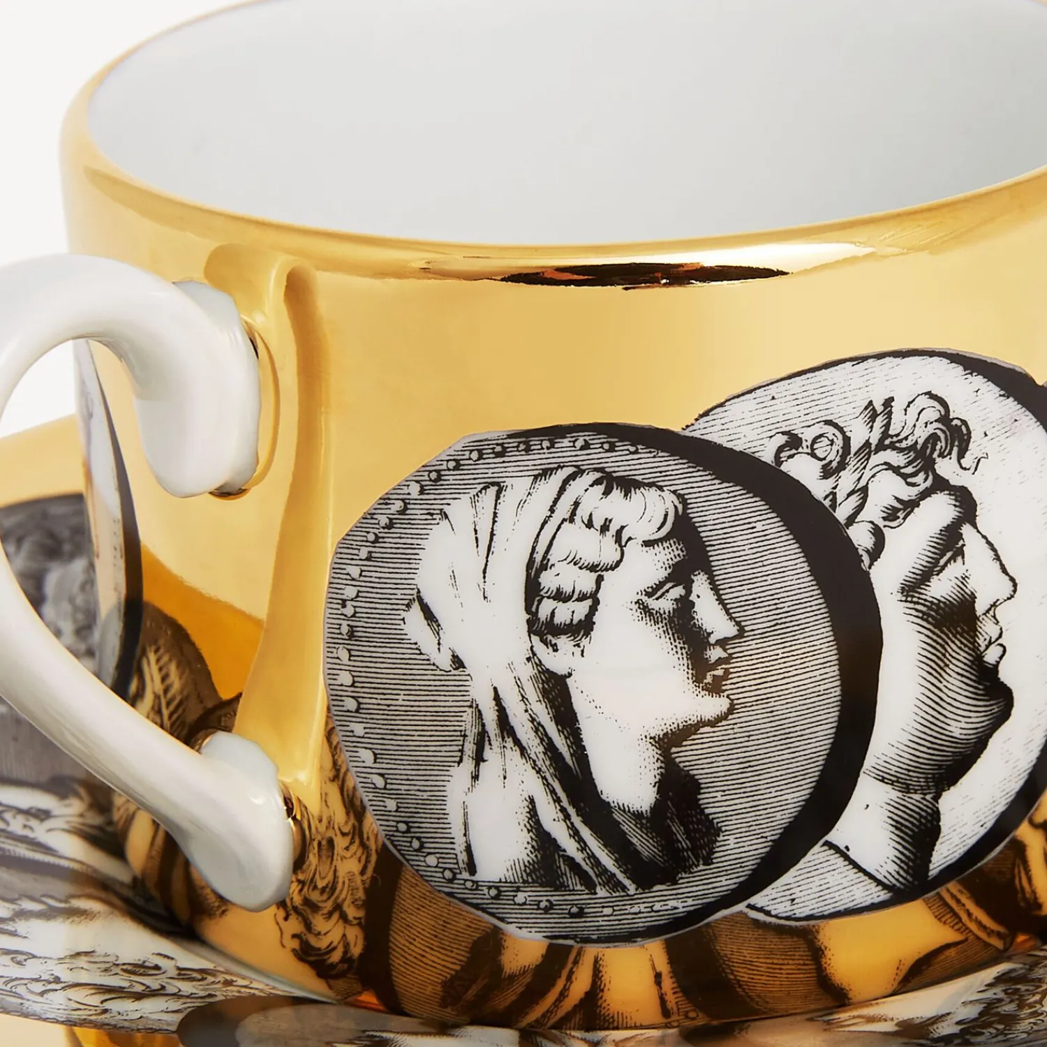 Tea And Coffee Sets<Fornasetti Tea Cup Cammei White/Black/Gold