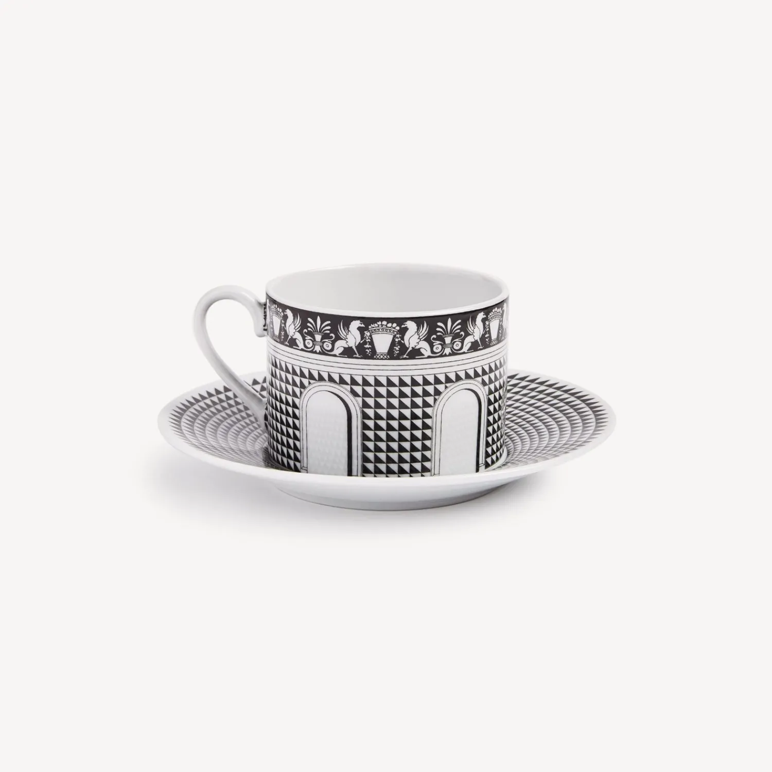 Tea And Coffee Sets<Fornasetti Tea Cup Facciata Quattrocentesca White/Black