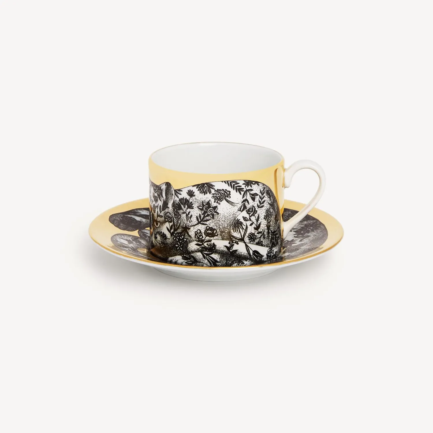 Tea And Coffee Sets<Fornasetti Tea Cup High Fidelity Fiorato White/Black/Gold