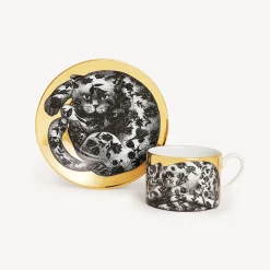 Tea And Coffee Sets<Fornasetti Tea Cup High Fidelity Fiorato White/Black/Gold