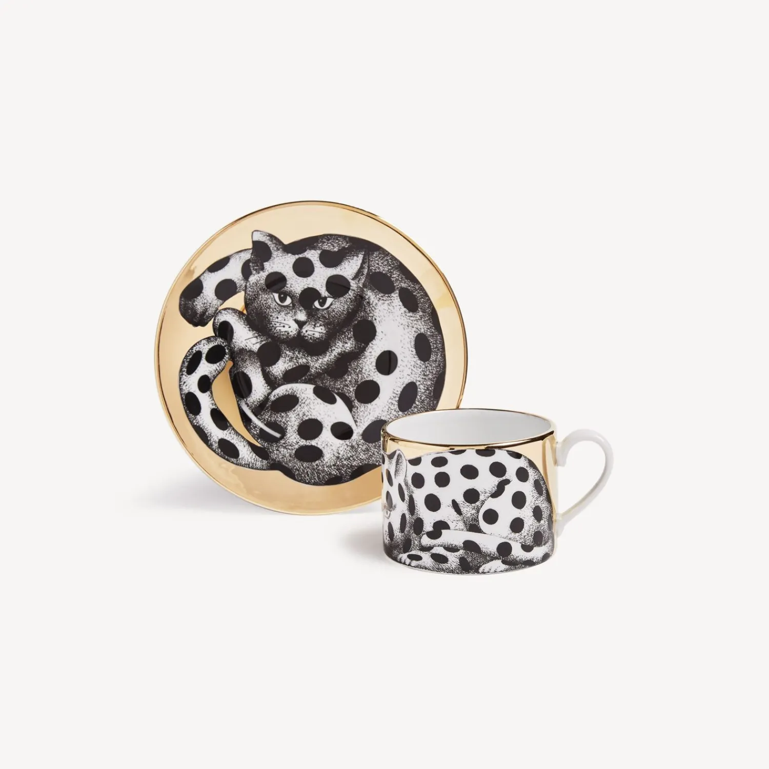 Tea And Coffee Sets<Fornasetti Tea Cup High Fidelity Pois White/Black/Gold