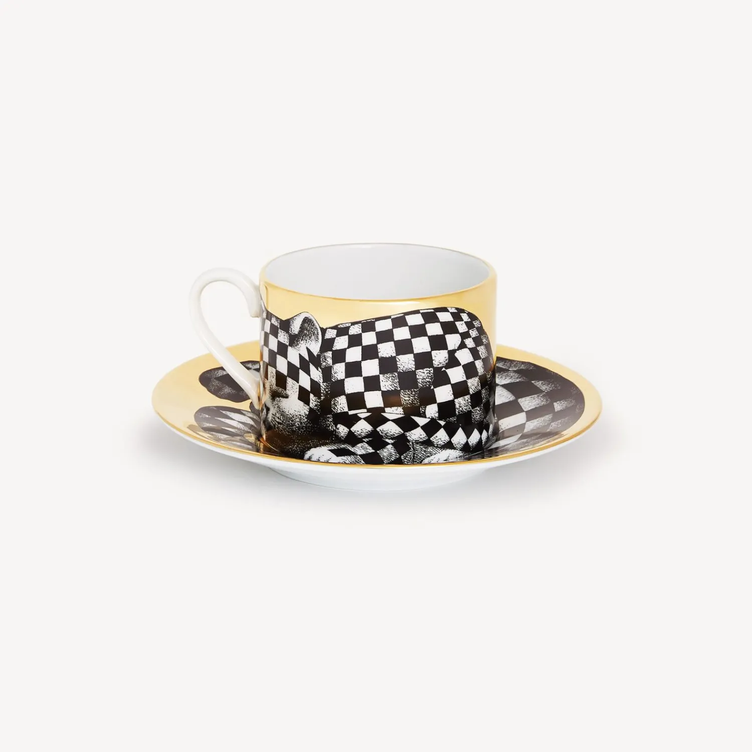 Tea And Coffee Sets<Fornasetti Tea Cup High Fidelity Quadrettato White/Black/Gold