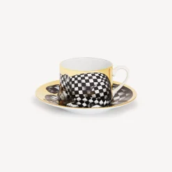 Tea And Coffee Sets<Fornasetti Tea Cup High Fidelity Quadrettato White/Black/Gold