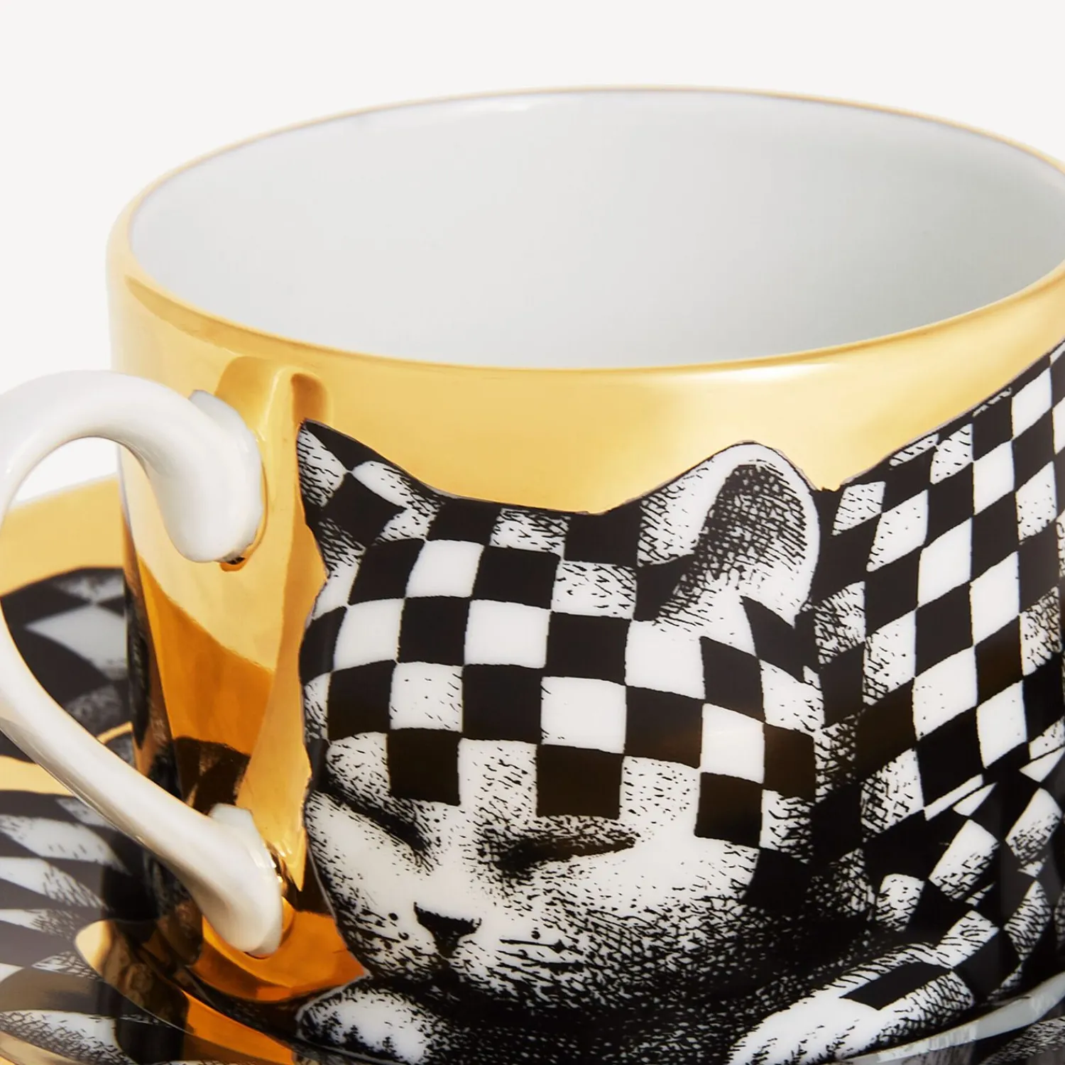 Tea And Coffee Sets<Fornasetti Tea Cup High Fidelity Quadrettato White/Black/Gold