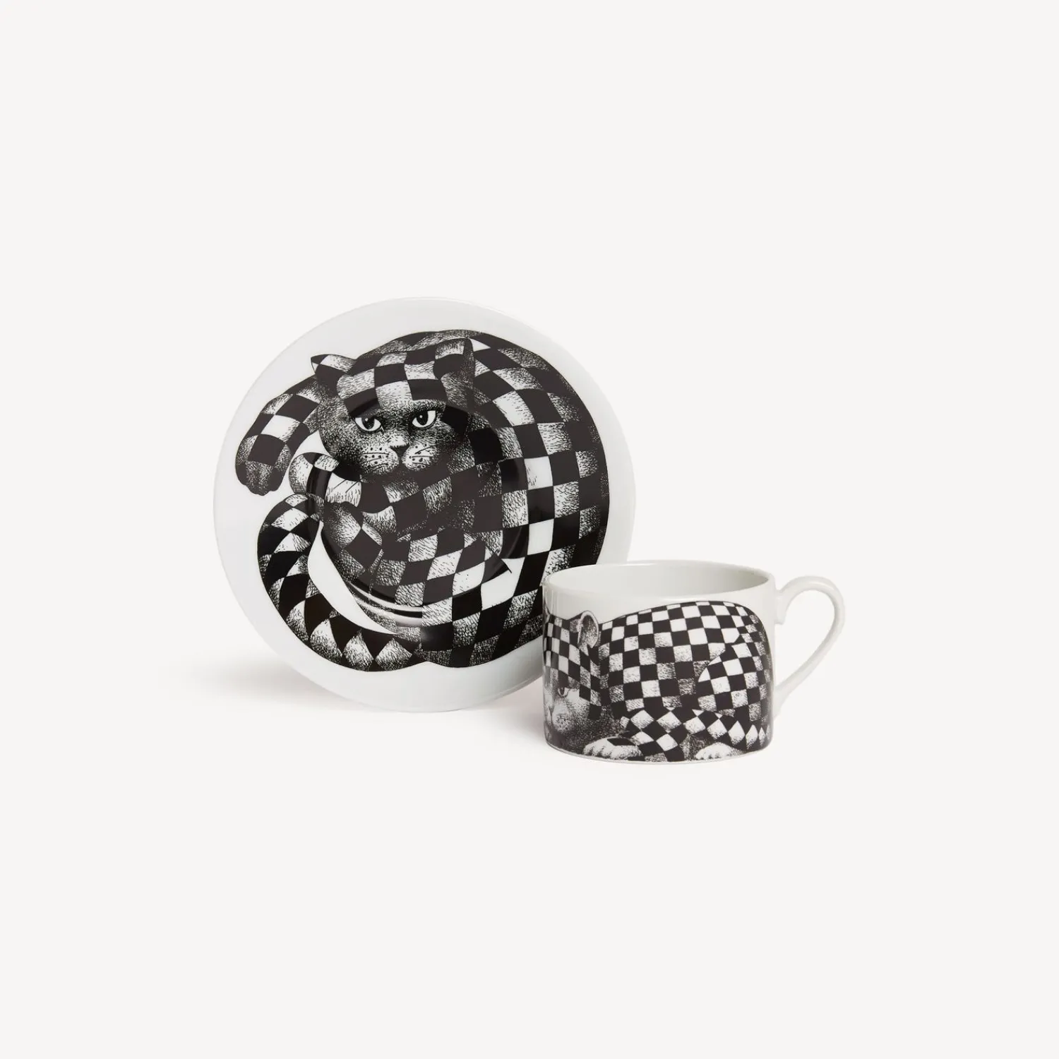 Tea And Coffee Sets<Fornasetti Tea Cup High Fidelity Quadretato White/Black