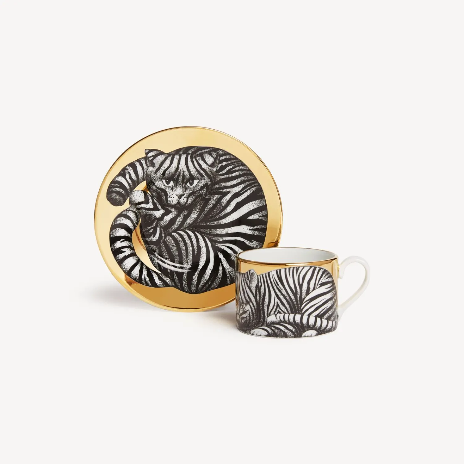 Tea And Coffee Sets<Fornasetti Tea Cup High Fidelity Tigrato White/Black/Gold