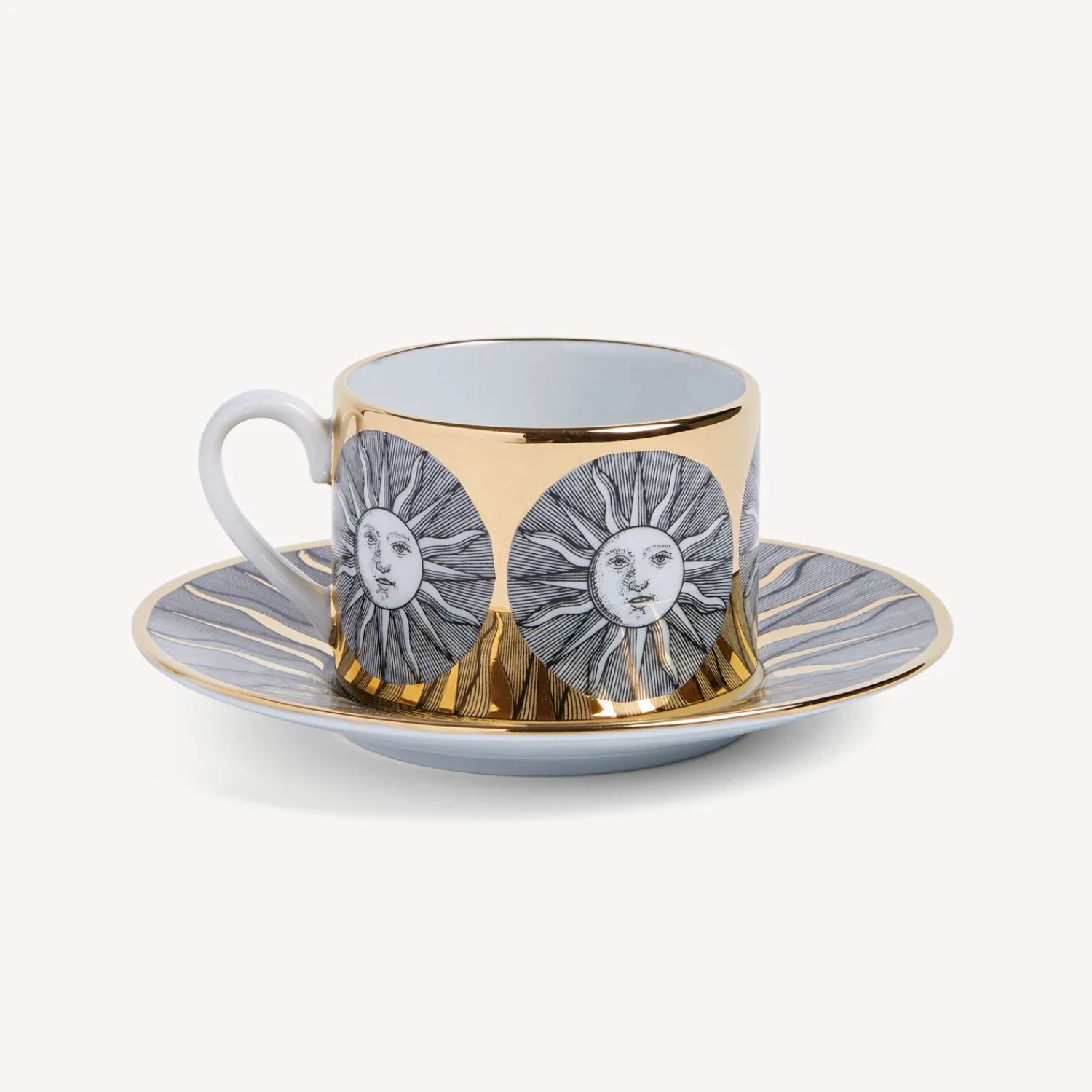 Tea And Coffee Sets<Fornasetti Tea Cup Sole White/Black/Gold
