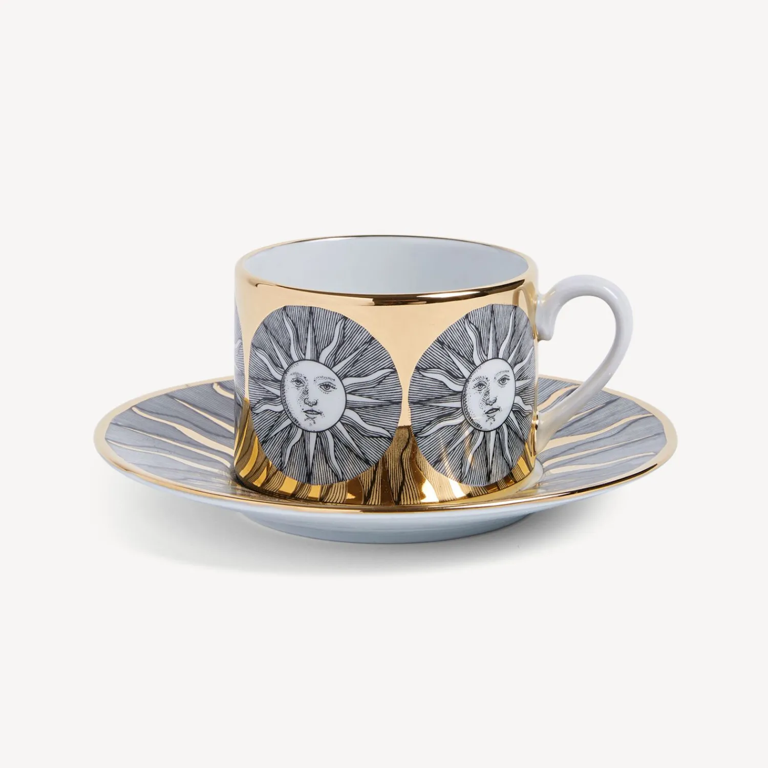 Tea And Coffee Sets<Fornasetti Tea Cup Sole White/Black/Gold
