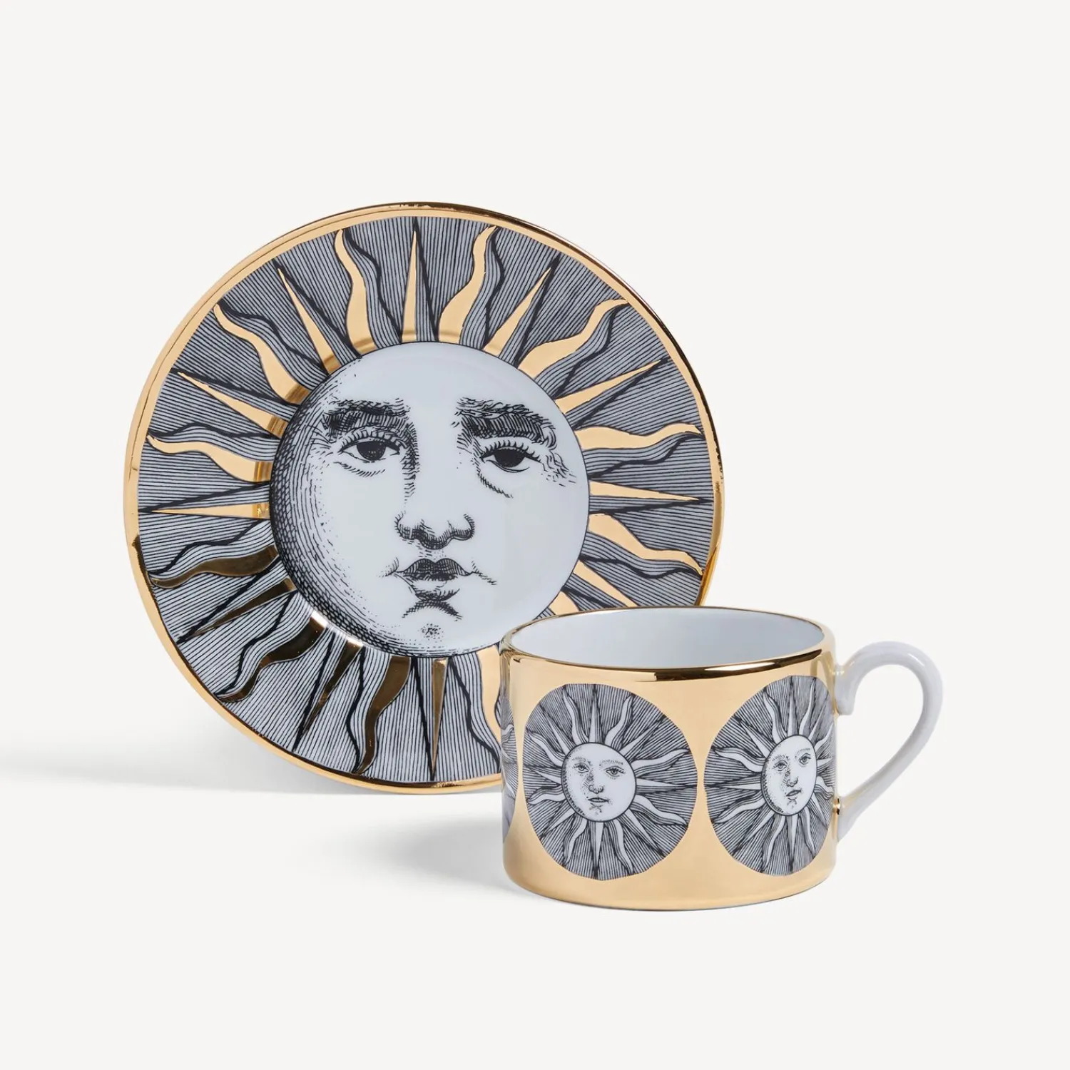 Tea And Coffee Sets<Fornasetti Tea Cup Sole White/Black/Gold