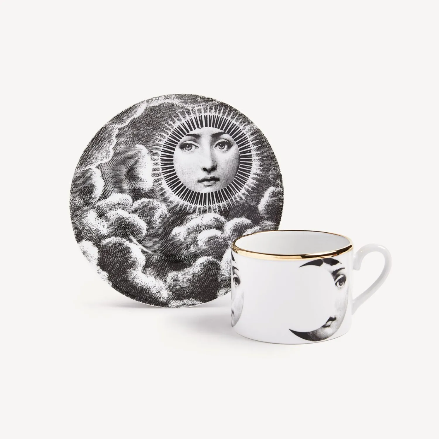 Tea And Coffee Sets<Fornasetti Tea Cup Tema E Variazioni Sole E Luna White/Black/Gold