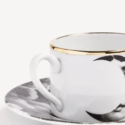 Tea And Coffee Sets<Fornasetti Tea Cup Tema E Variazioni Sole E Luna White/Black/Gold