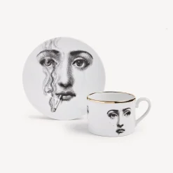 Tea And Coffee Sets<Fornasetti Tea Cup Tema E Variazioni Il Fumo Fa Male White/Black/Gold