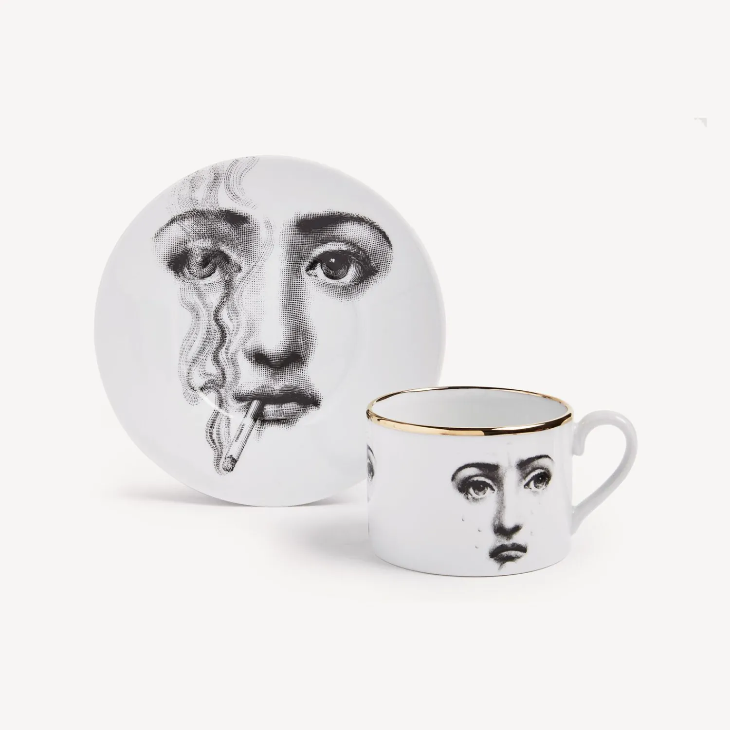 Tea And Coffee Sets<Fornasetti Tea Cup Tema E Variazioni Il Fumo Fa Male White/Black/Gold