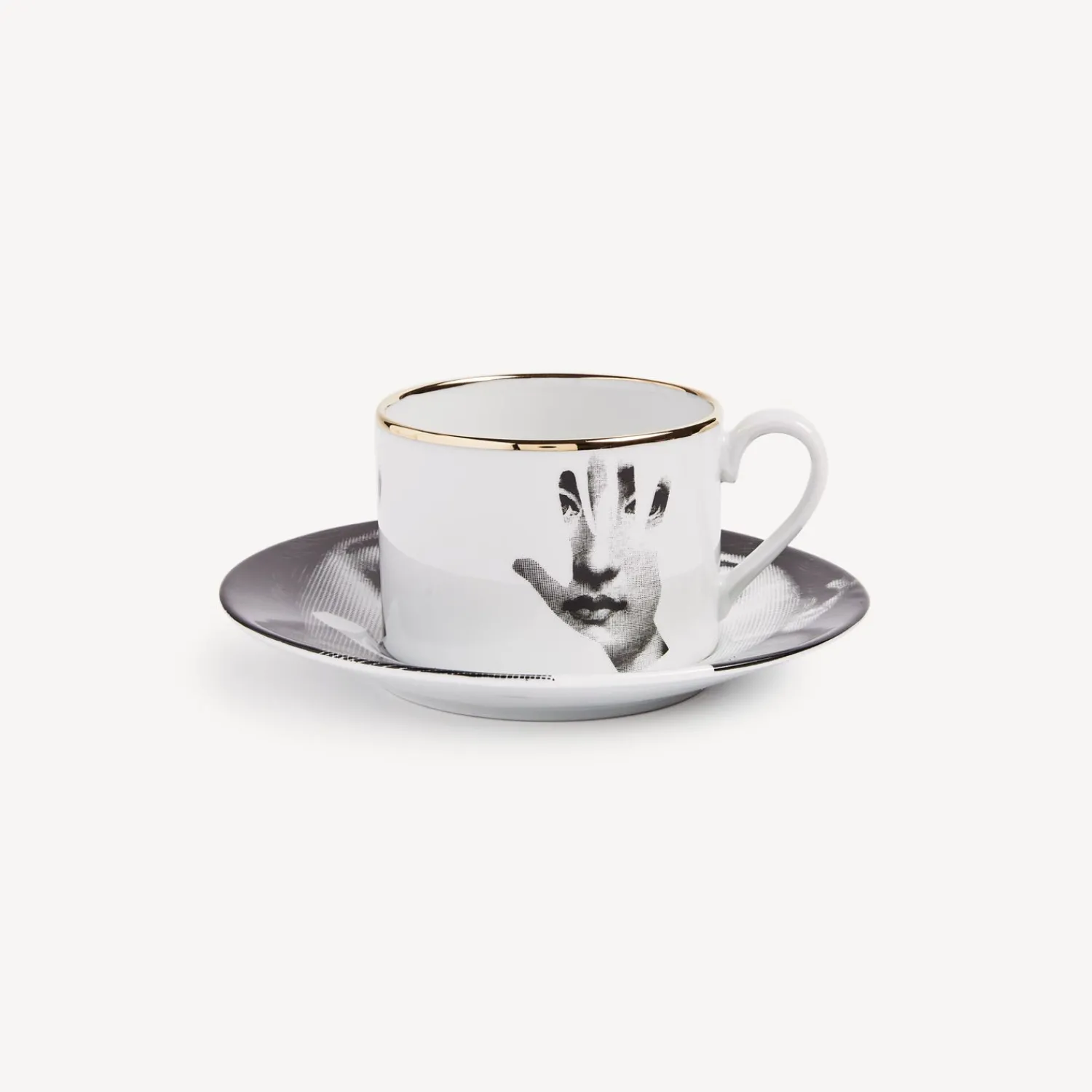 Tea And Coffee Sets<Fornasetti Tea Cup Tema E Variazioni Mano White/Black/Gold