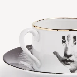 Tea And Coffee Sets<Fornasetti Tea Cup Tema E Variazioni Mano White/Black/Gold